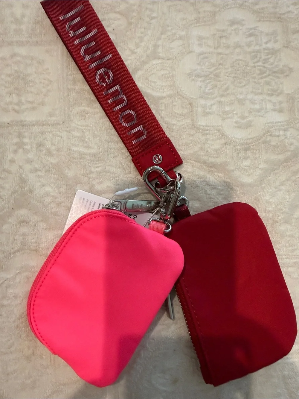 Lululemon Dual Pouch Key & Card Holder in Hot Pink and Deep Red